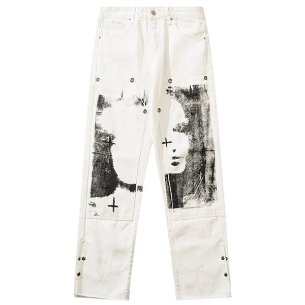 Graphic Portrait White Jeans